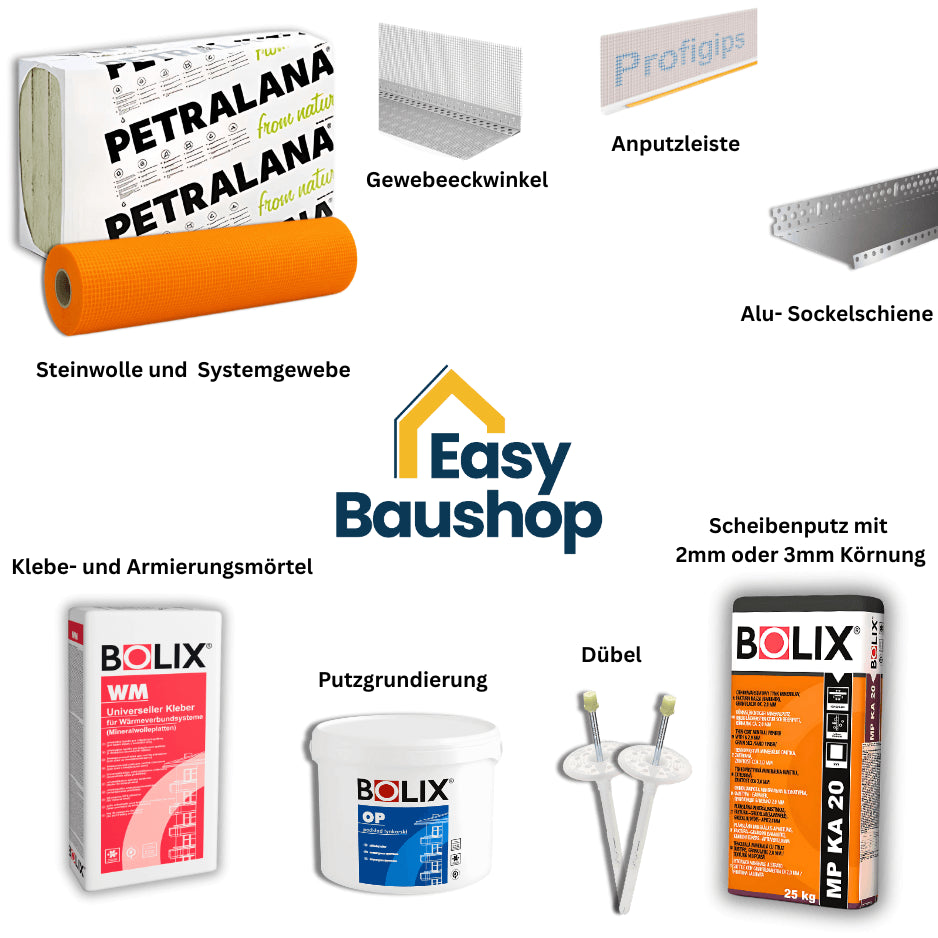 WDVS Steinwolle 034 XXL-Paket – Petralana - A1 Fassadendämmung 200–400 m² | ETA-geprüft